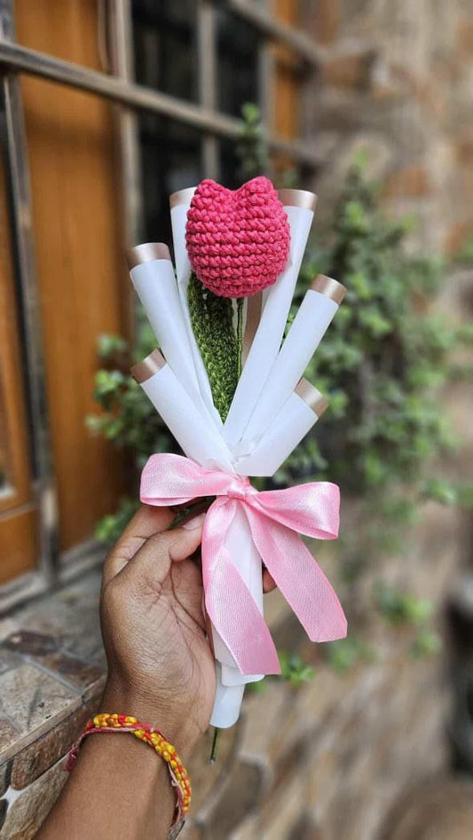 Single Crochet Tulip Bouquet – Minimalist Forever Flower Gift
