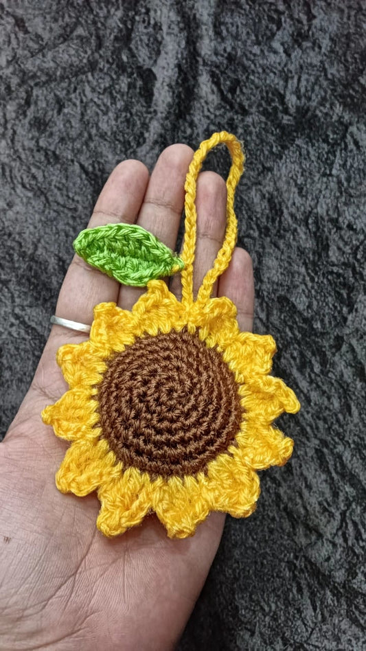 Sunflower Bliss Bag Charm and Keychain - Vibello Handmade Accessory